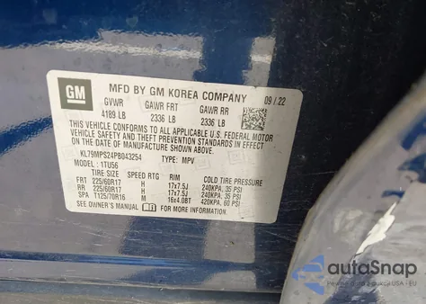 2023 Chevrolet Trailblazer Fwd Lt from USA, damaged, VIN KL79MPS24PB043254